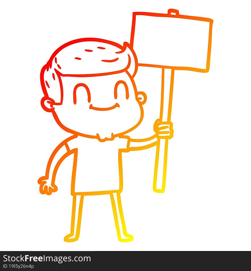 warm gradient line drawing of a cartoon friendly man