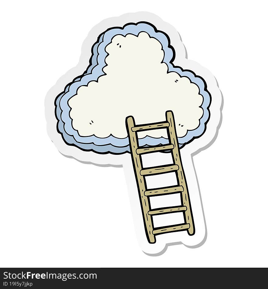 sticker of a cartoon ladder to heaven