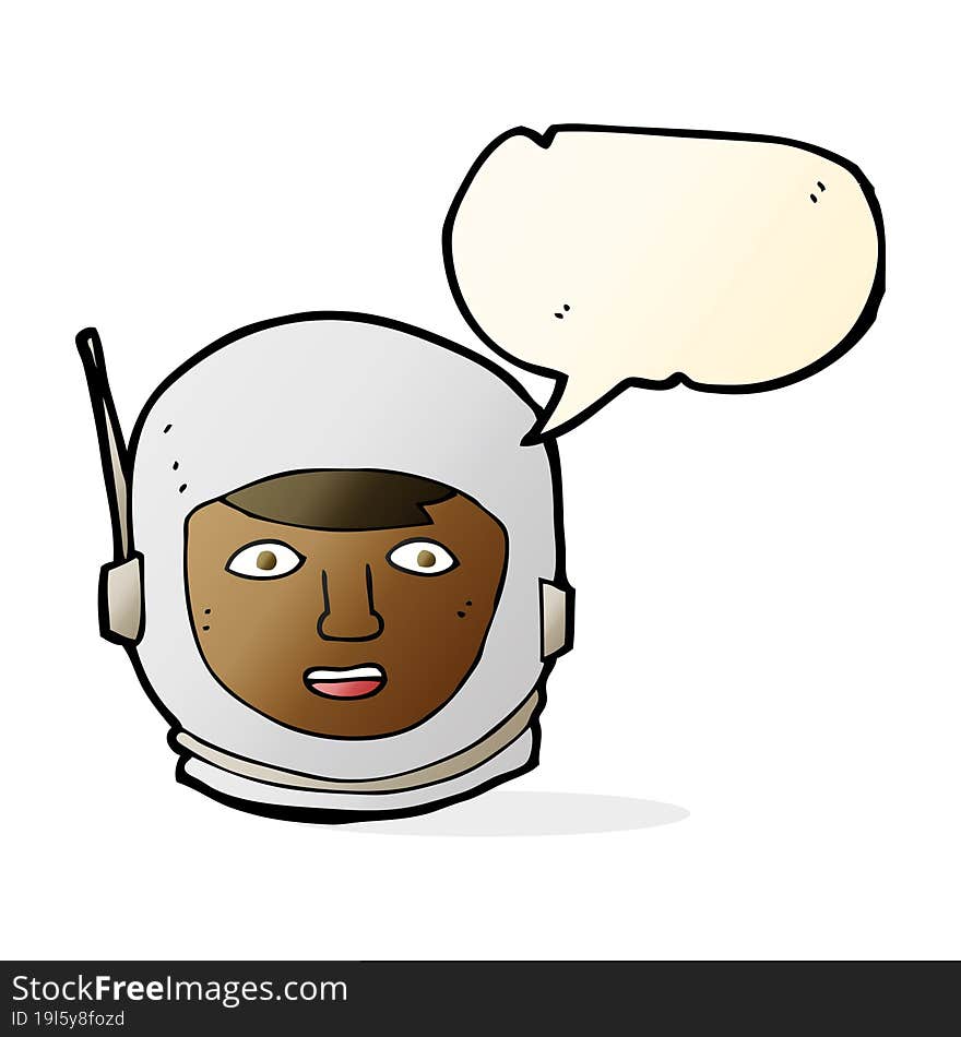 cartoon astronaut head with speech bubble