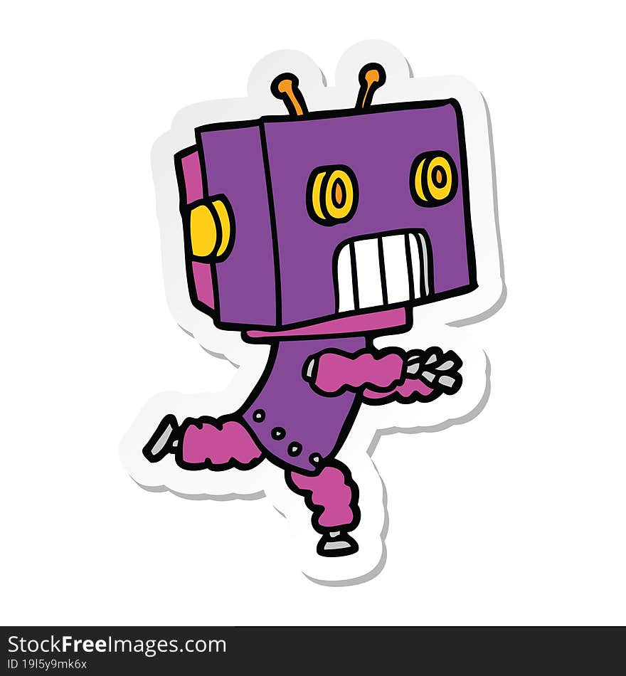 sticker of a cartoon robot