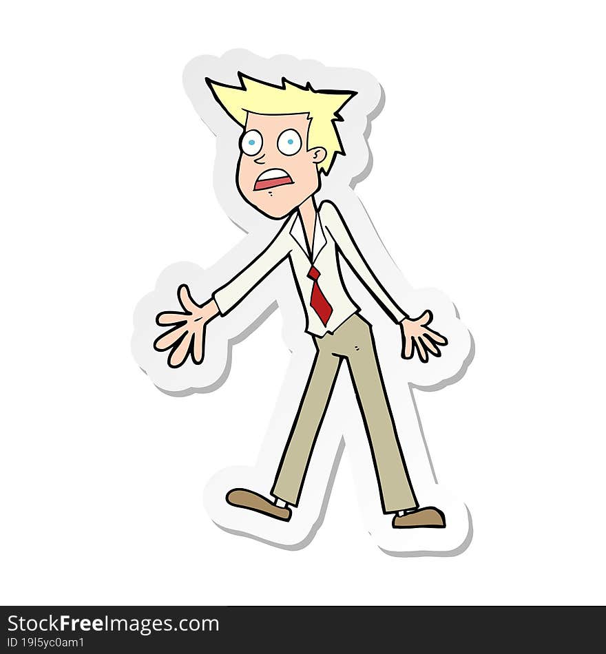 sticker of a cartoon stressed man