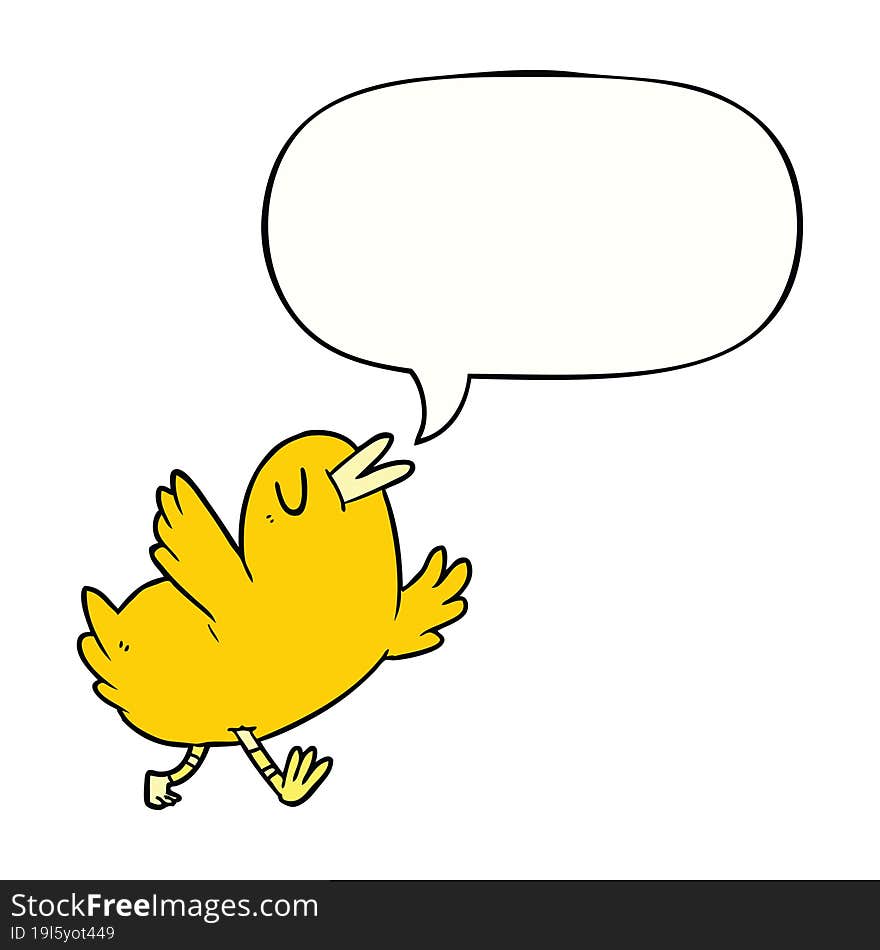 cartoon happy bird and speech bubble