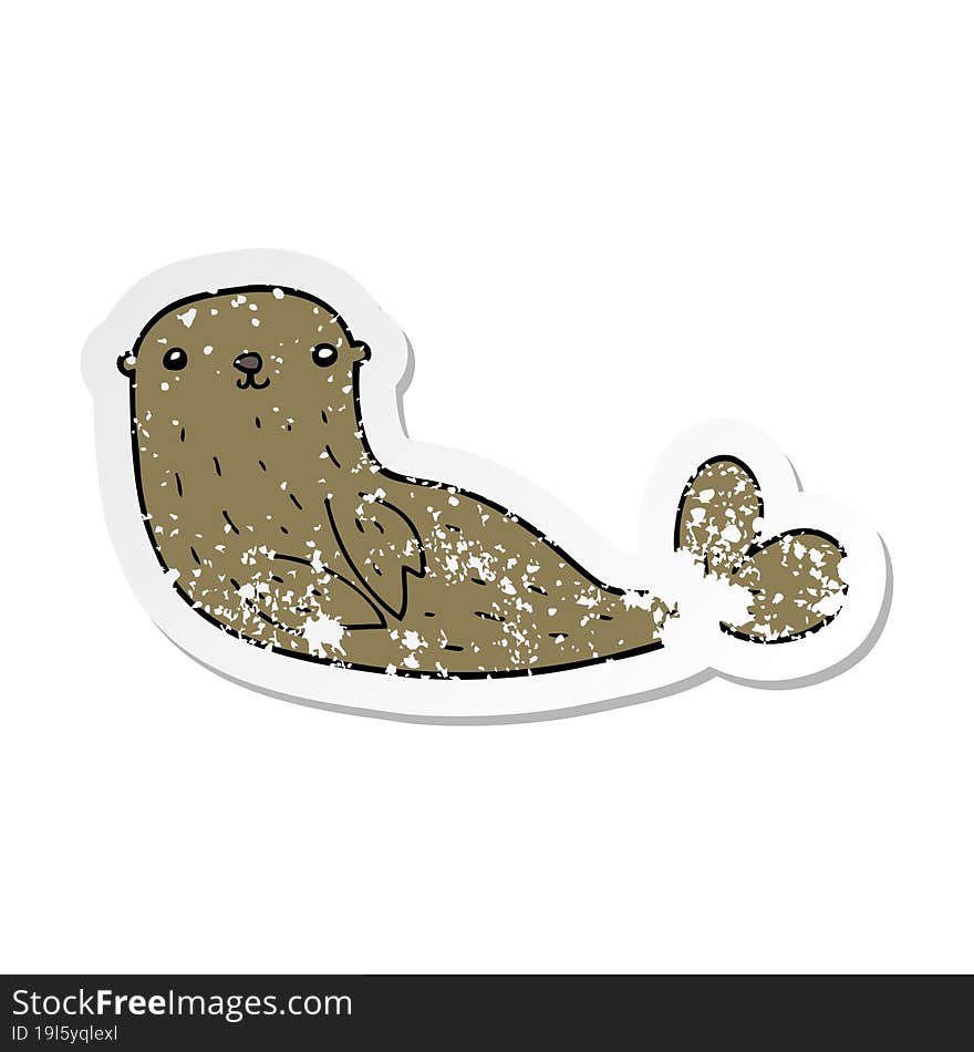 distressed sticker of a cartoon seal