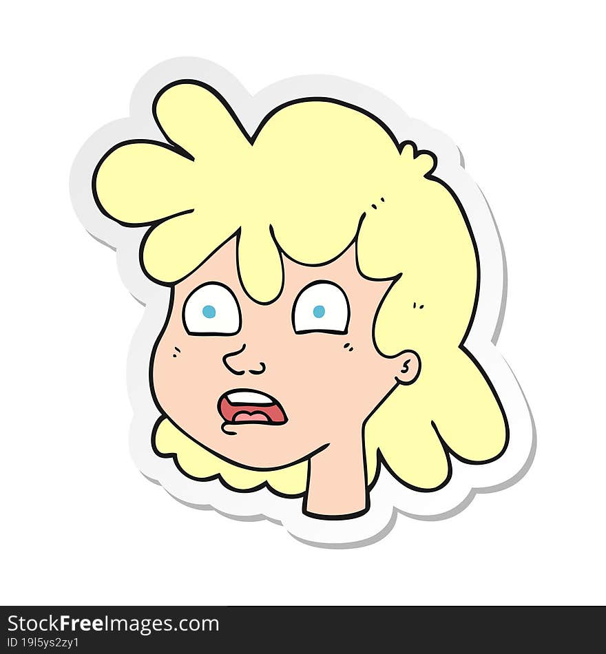 Sticker Of A Cartoon Female Face