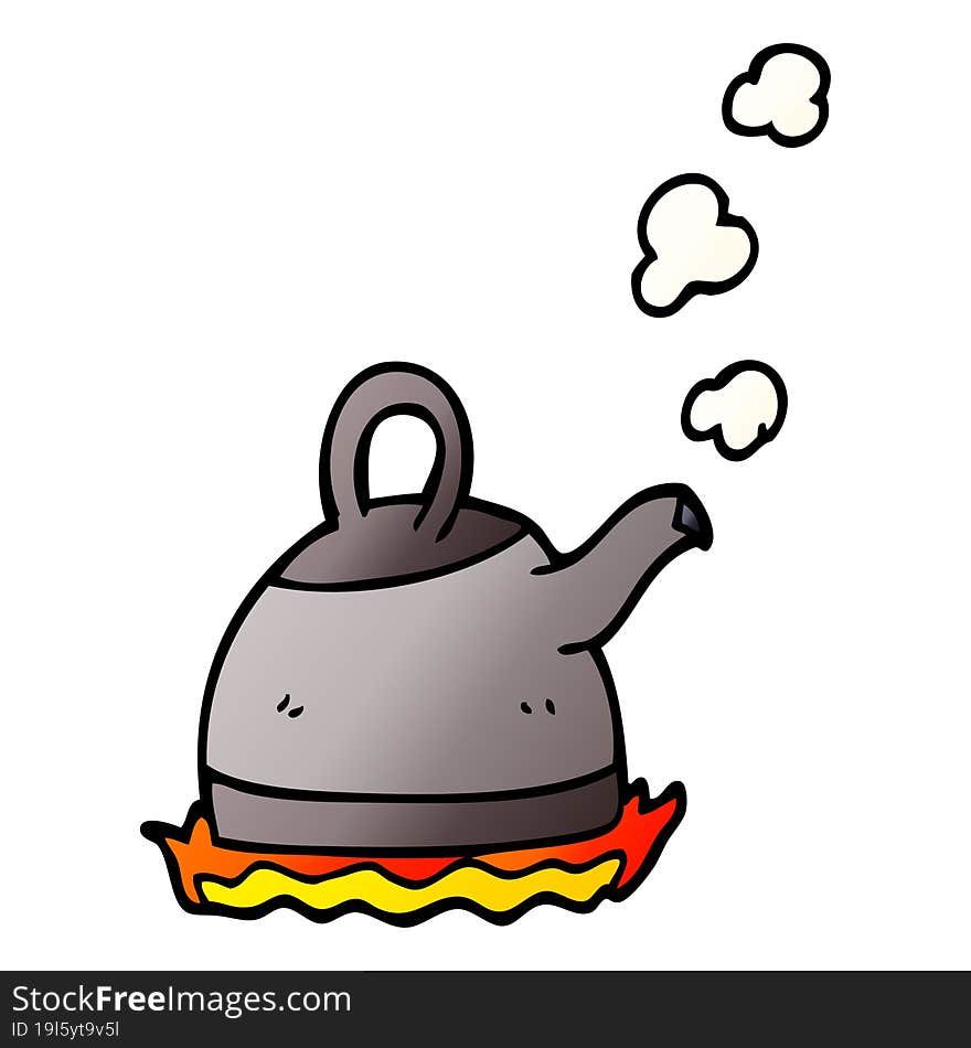 Cartoon Doodle Kettle On Stove