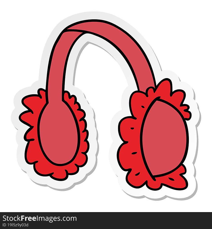 hand drawn sticker cartoon doodle of pink ear muff warmers