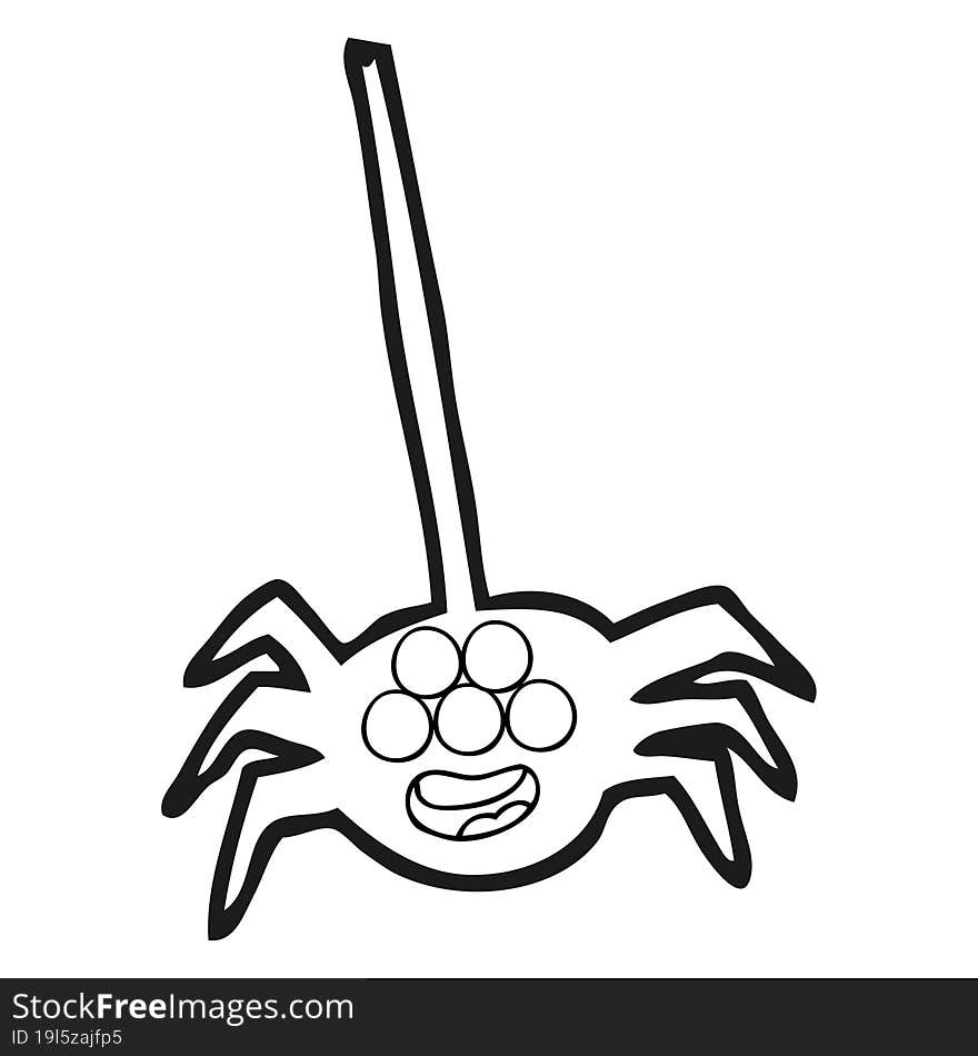 black and white cartoon halloween spider