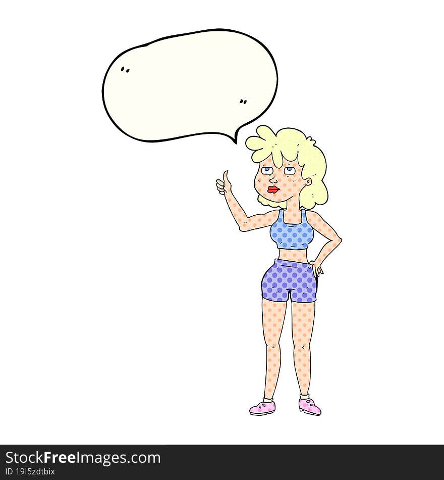 comic book speech bubble cartoon gym woman