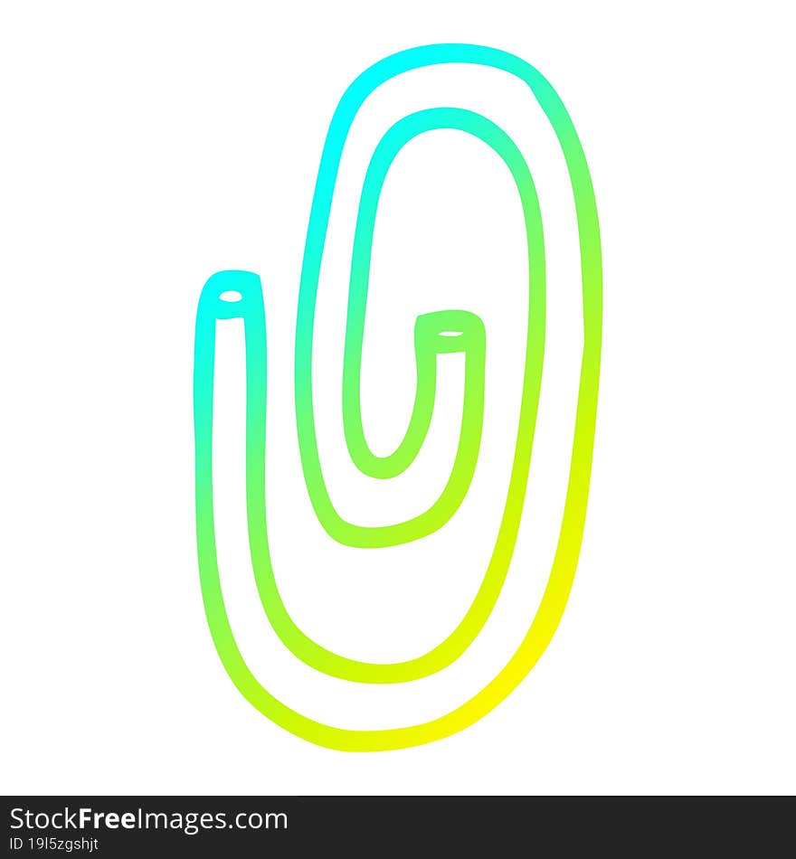 cold gradient line drawing of a cartoon paper clip