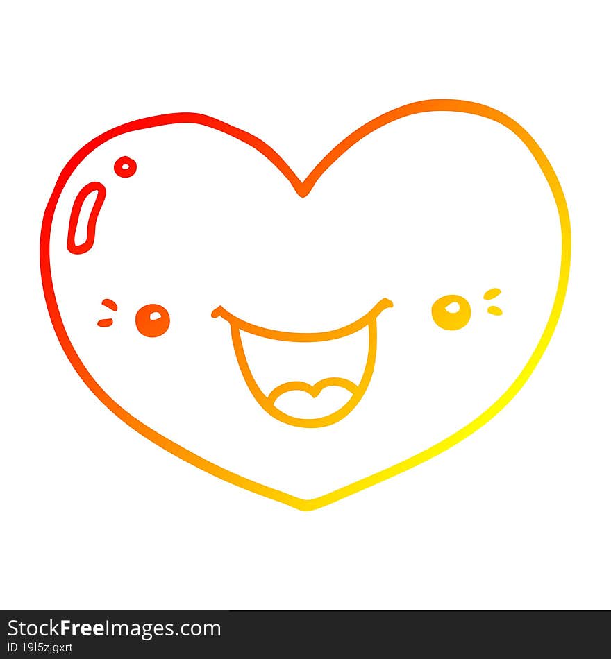 warm gradient line drawing cartoon love heart character