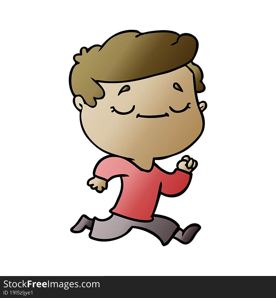 cartoon peaceful man running. cartoon peaceful man running