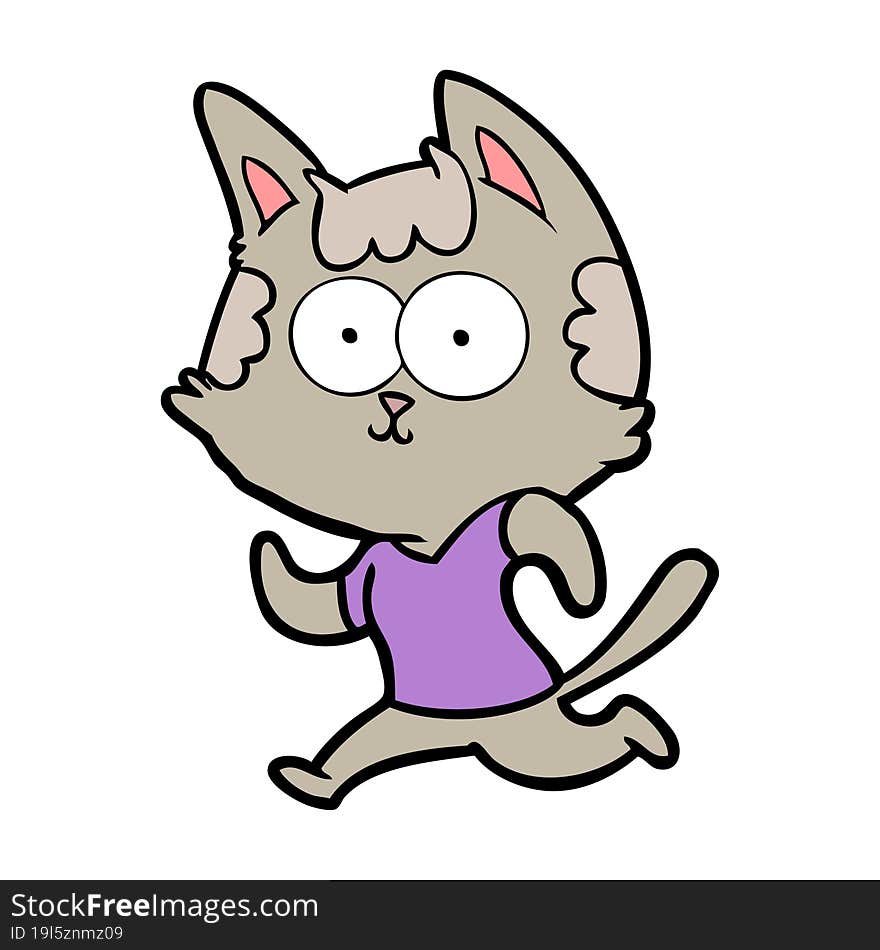 happy cartoon cat jogging. happy cartoon cat jogging