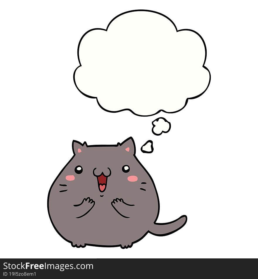 Happy Cartoon Cat And Thought Bubble