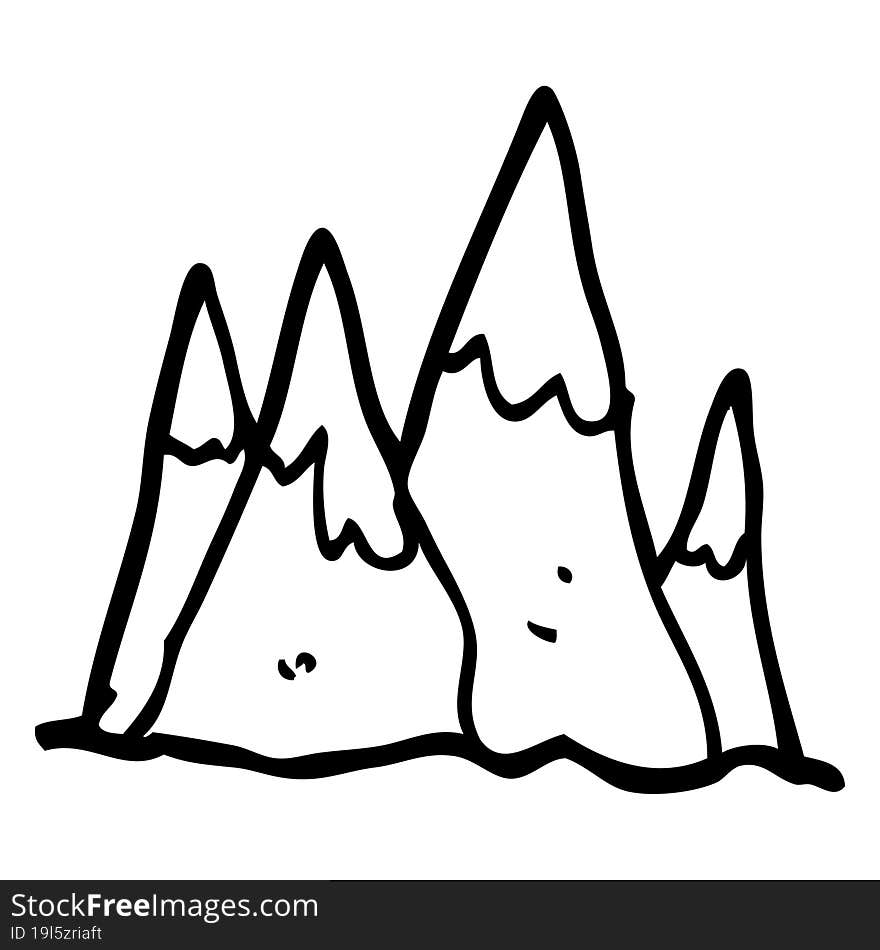 Line Drawing Cartoon Mountain Range