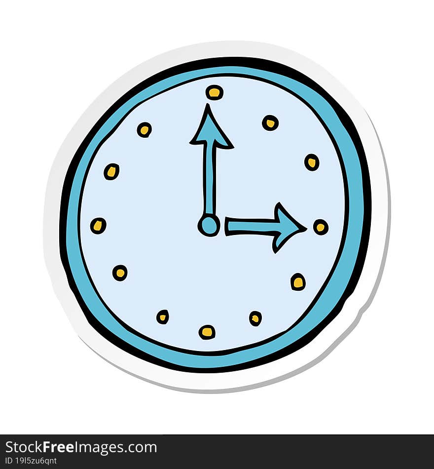 sticker of a cartoon clock symbol