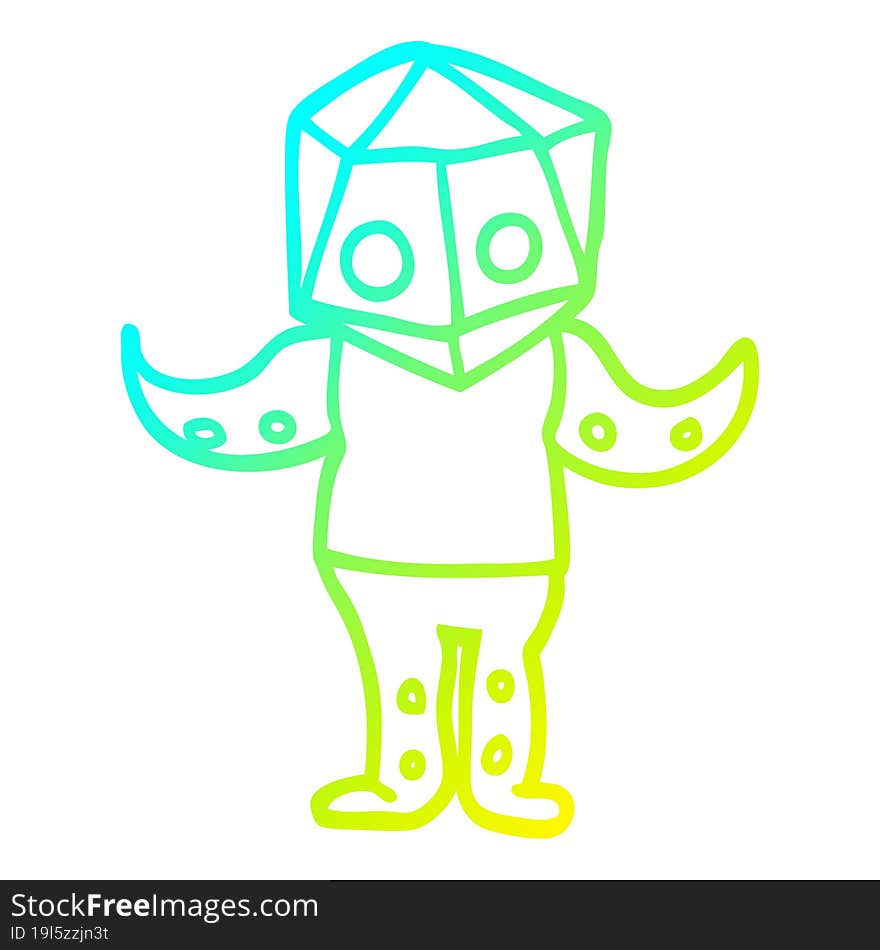 cold gradient line drawing cartoon weird alien