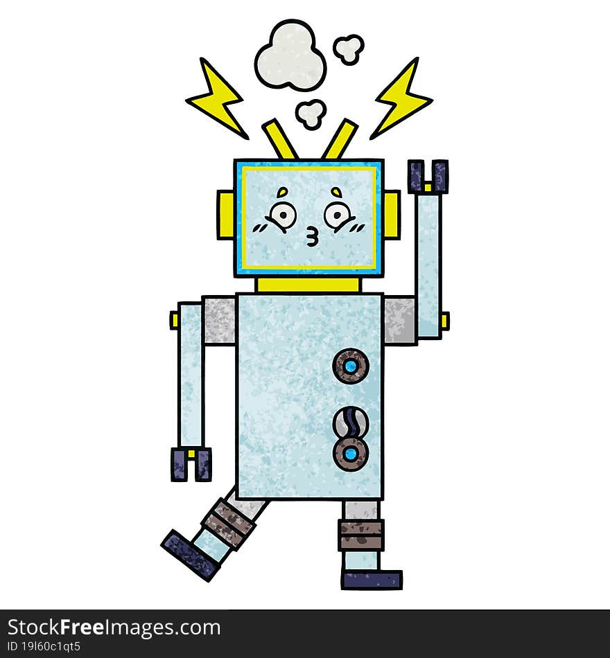 Retro Grunge Texture Cartoon Robot