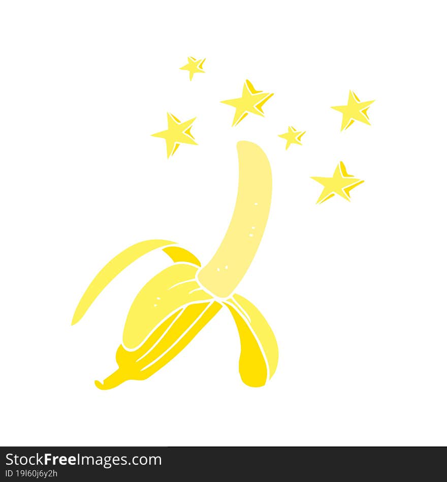 flat color illustration of a cartoon amazing banana