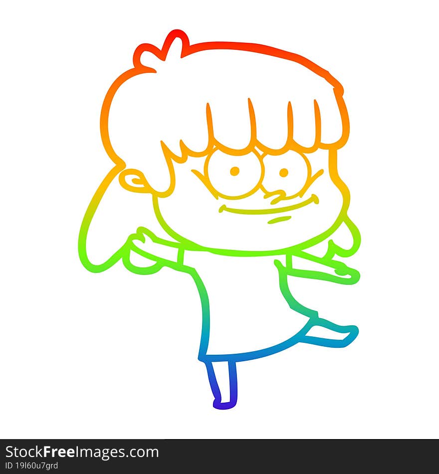 rainbow gradient line drawing cartoon smiling woman