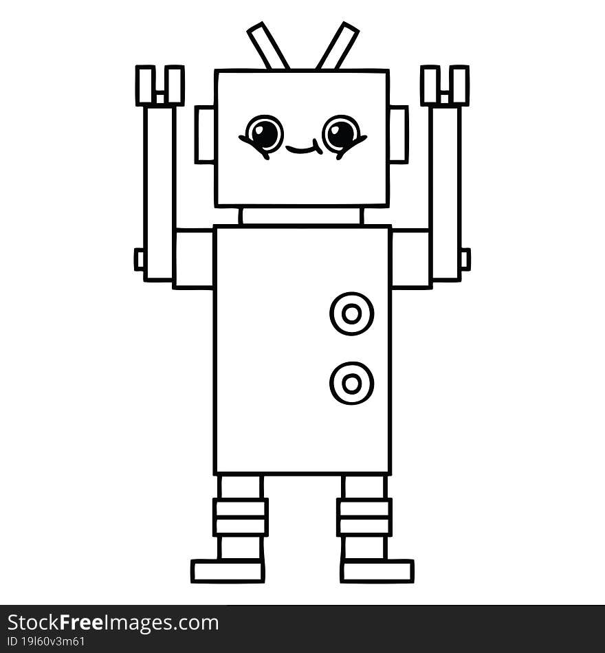 Line Drawing Cartoon Robot