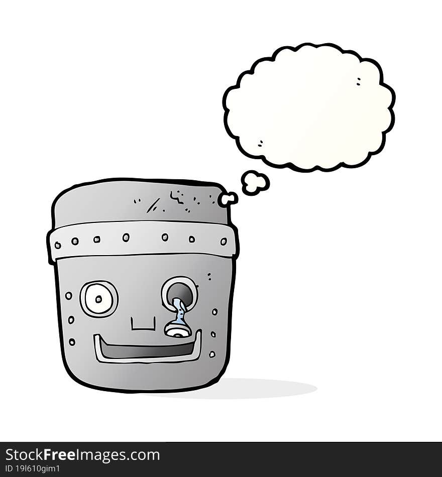 cartoon robot head with thought bubble