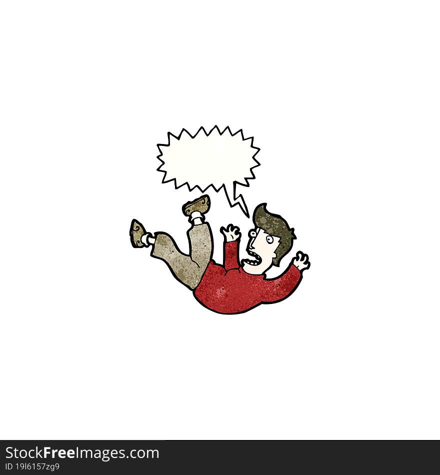 cartoon falling man with speech bubble