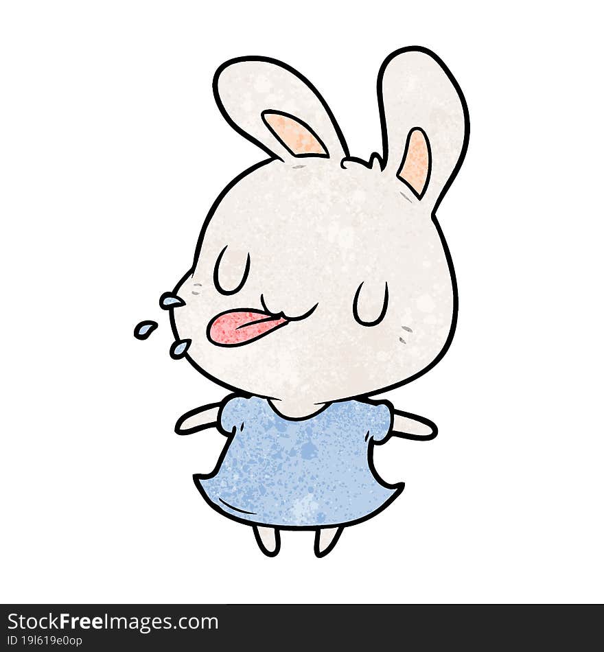 cute cartoon rabbit blowing raspberry. cute cartoon rabbit blowing raspberry