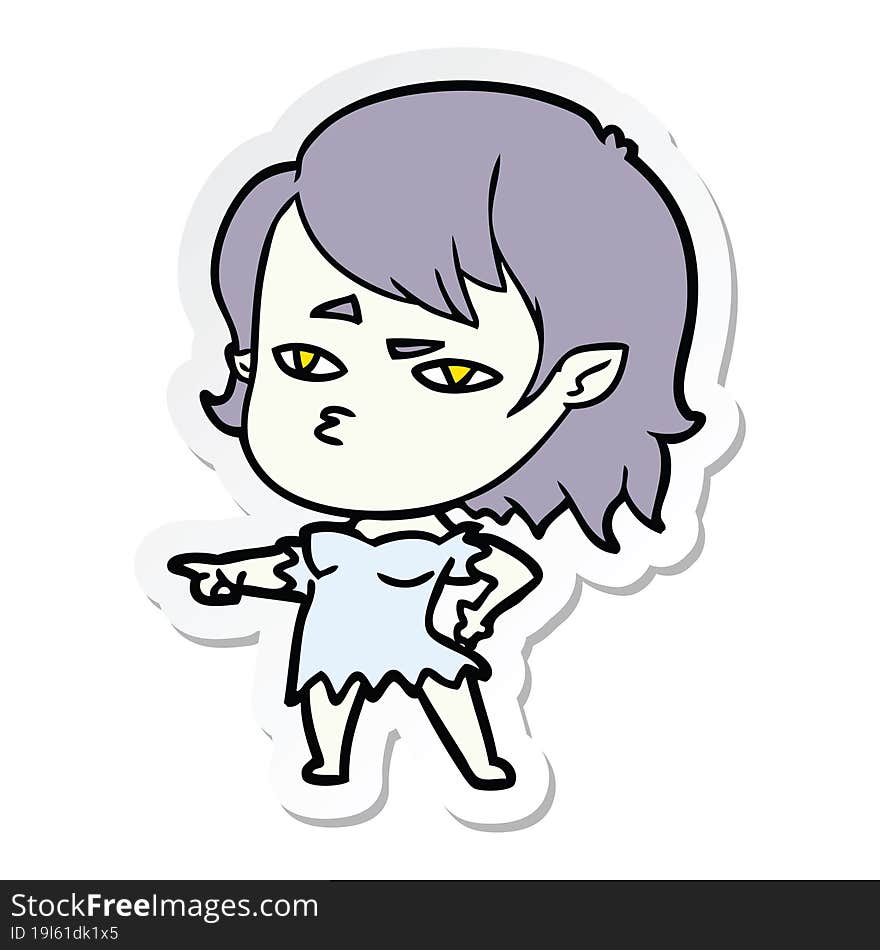 sticker of a cartoon vampire girl