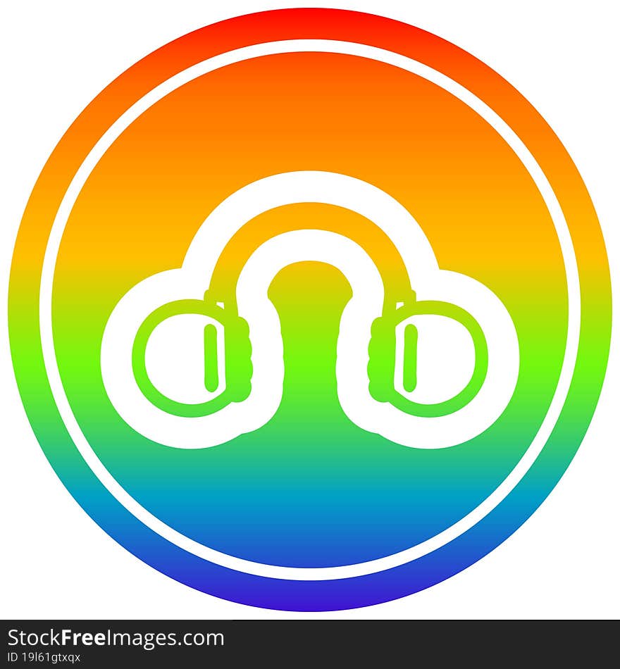 music headphones circular in rainbow spectrum