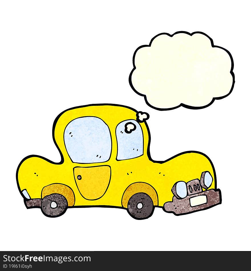 cartoon car with thought bubble