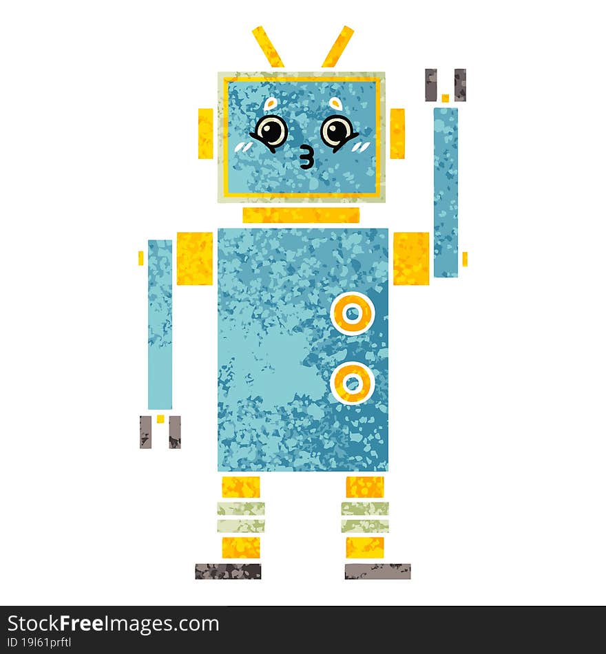 Retro Illustration Style Cartoon Robot