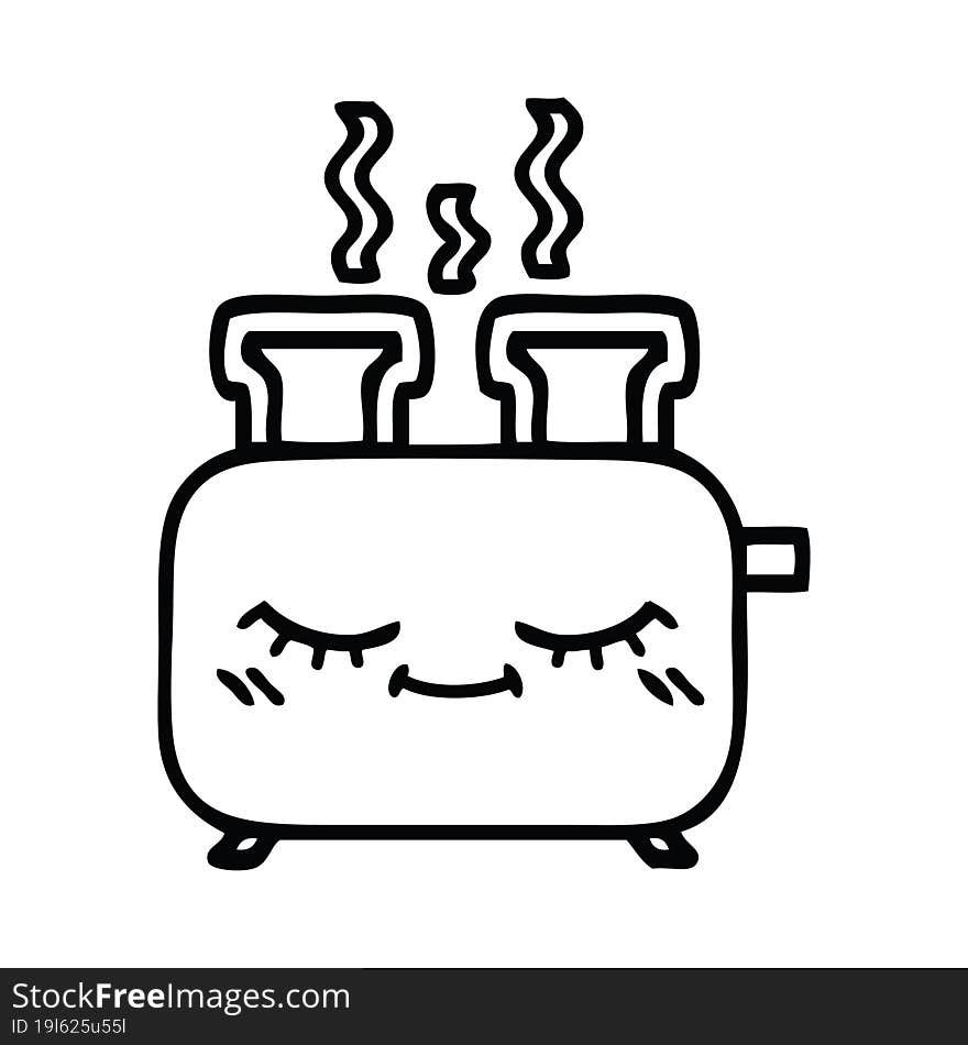 line drawing cartoon of a toaster