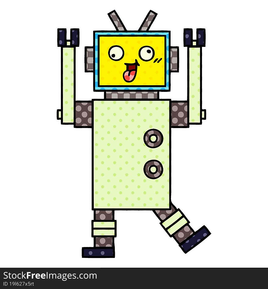 Comic Book Style Cartoon Robot