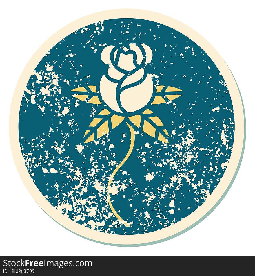 iconic distressed sticker tattoo style image of a flower. iconic distressed sticker tattoo style image of a flower