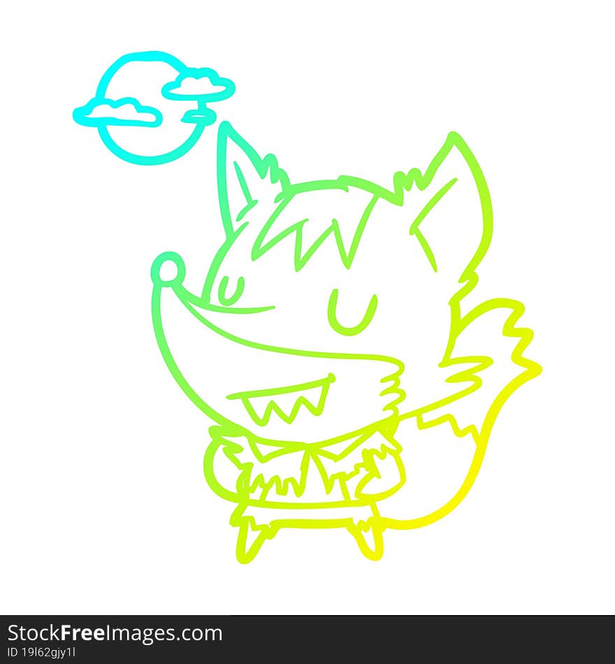 cold gradient line drawing halloween werewolf