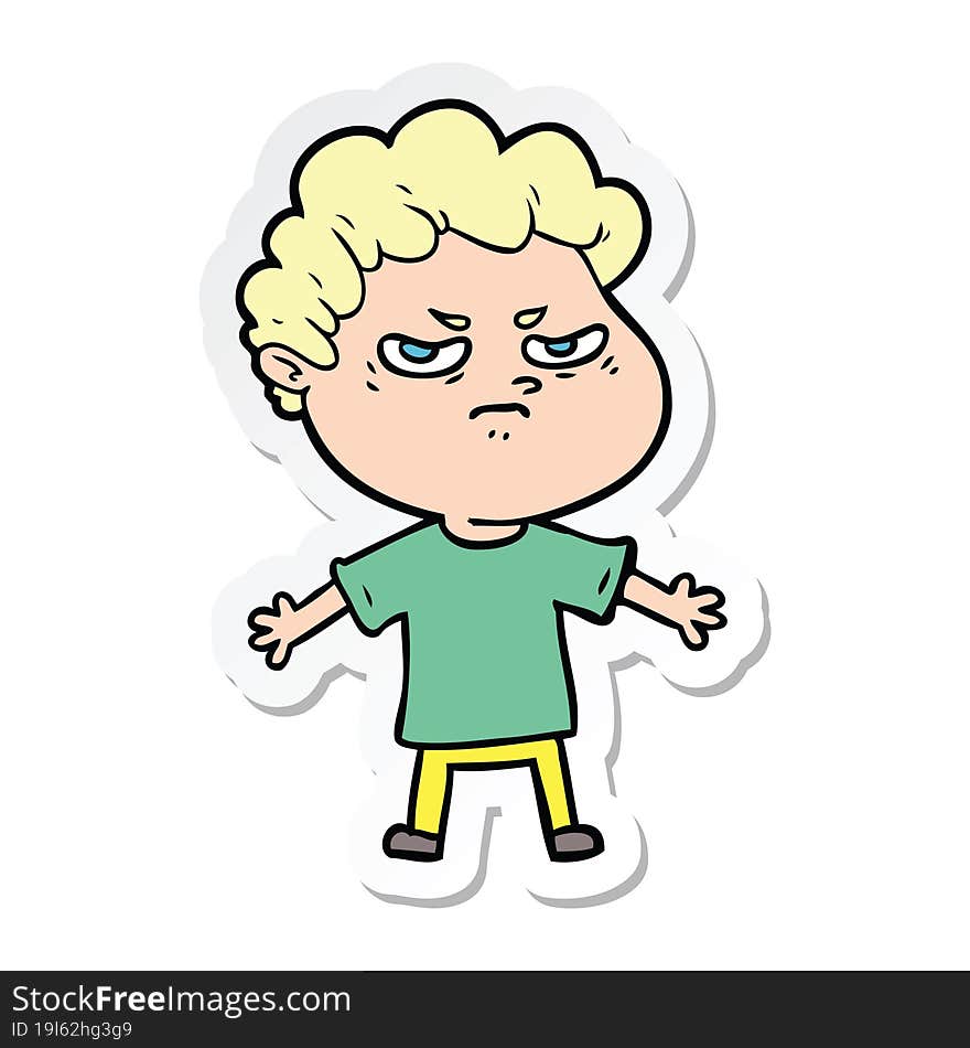 Sticker Of A Cartoon Angry Man