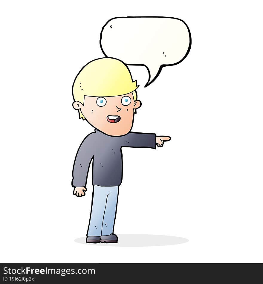 cartoon pointing man with speech bubble