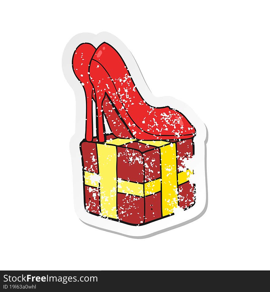 retro distressed sticker of a cartoon high heel shoes gift