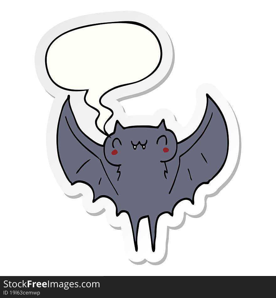 cartoon bat and speech bubble sticker