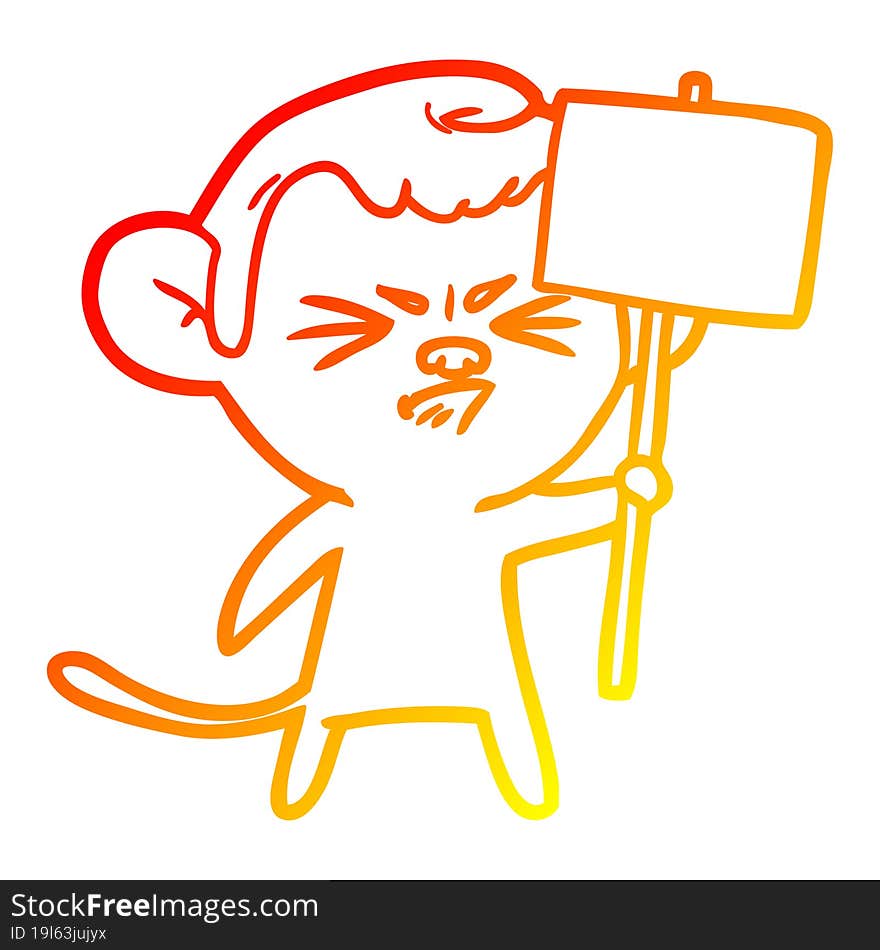 warm gradient line drawing cartoon angry monkey