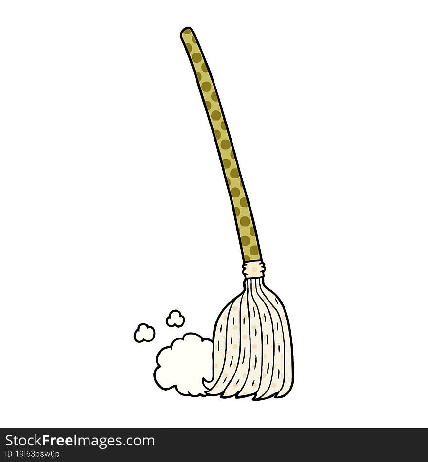 cartoon broom sweeping. cartoon broom sweeping