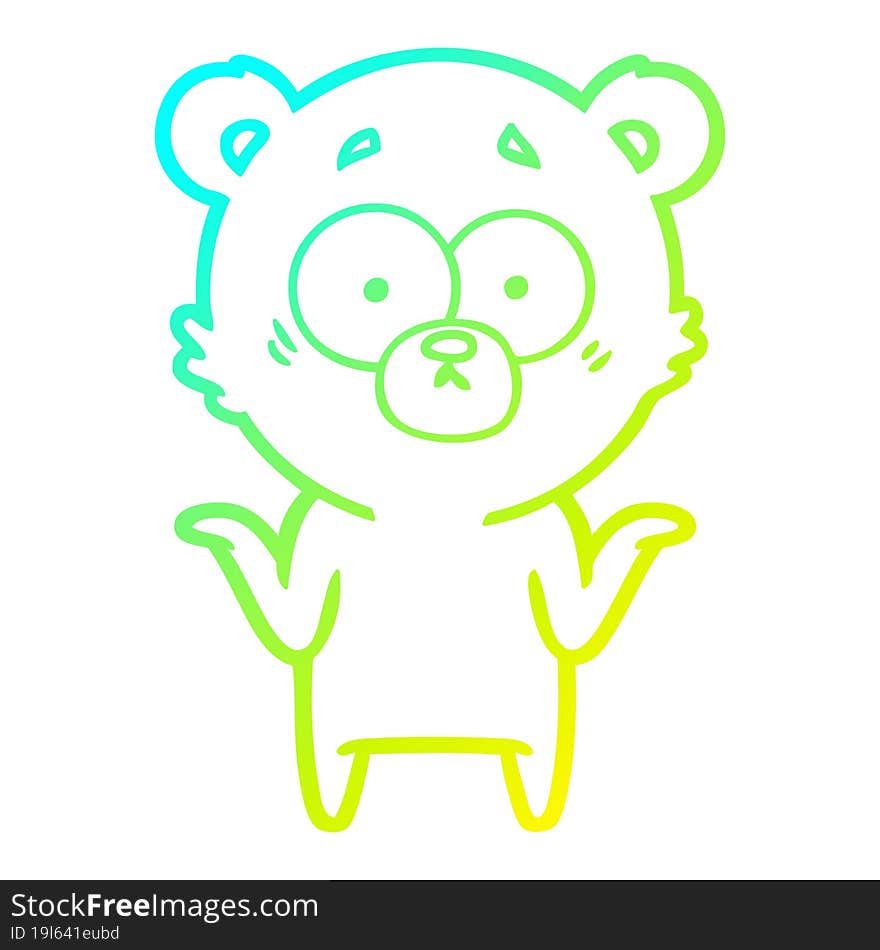 cold gradient line drawing cartoon bear shrugging shoulders