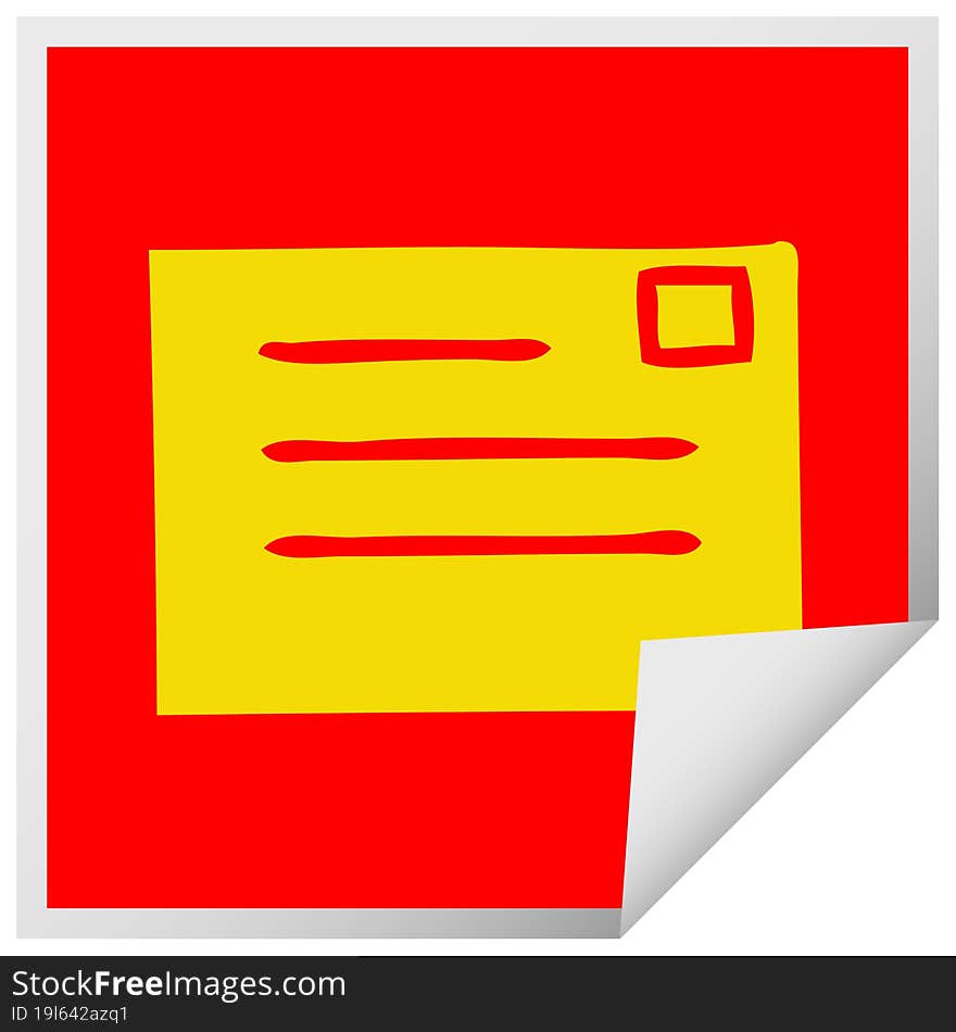 Square Peeling Sticker Cartoon Letter