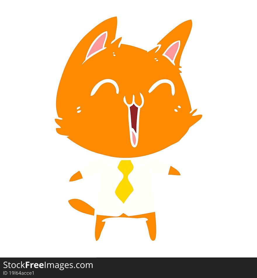 happy flat color style cartoon cat