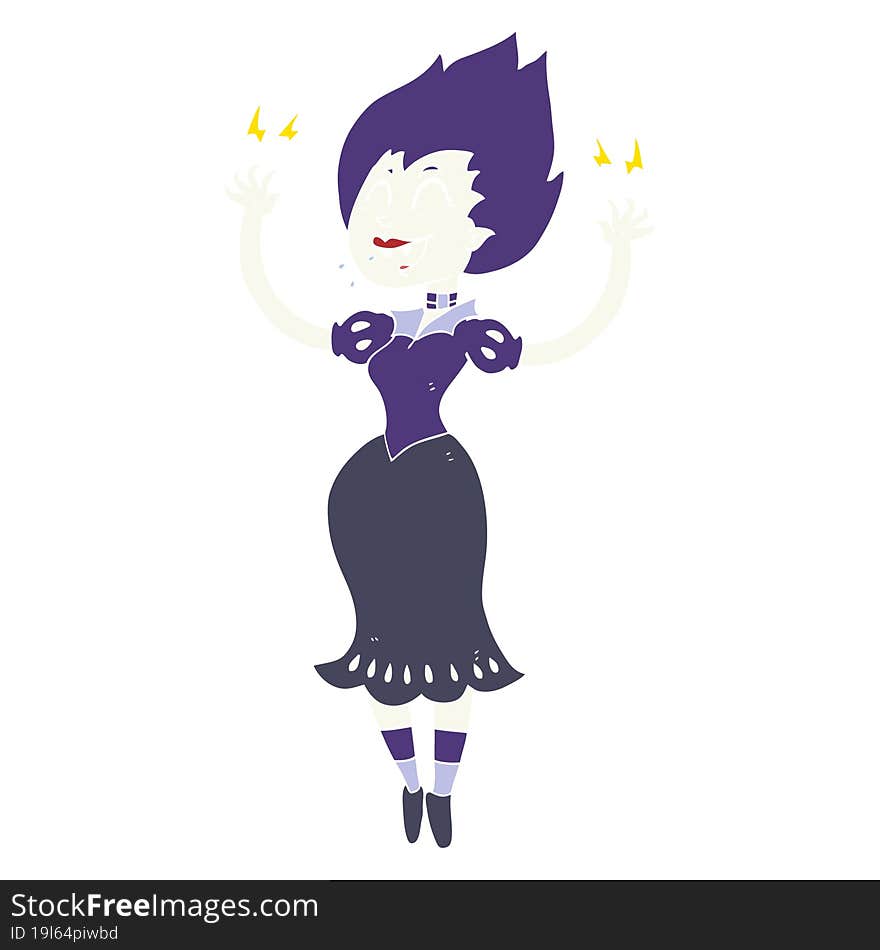 flat color illustration of a cartoon vampire girl