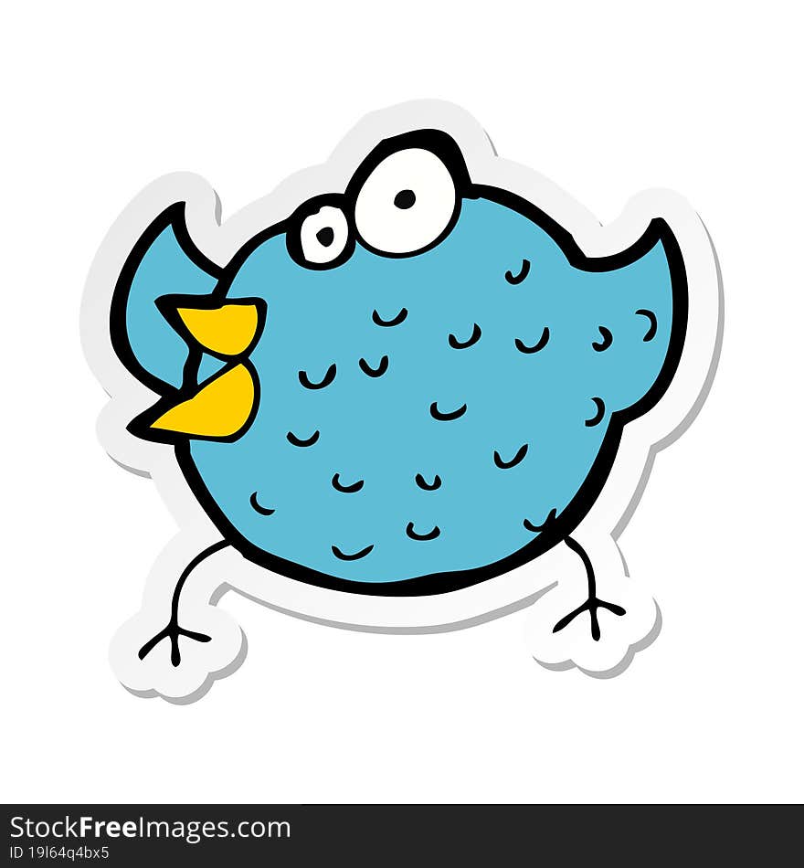 sticker of a cartoon happy bird