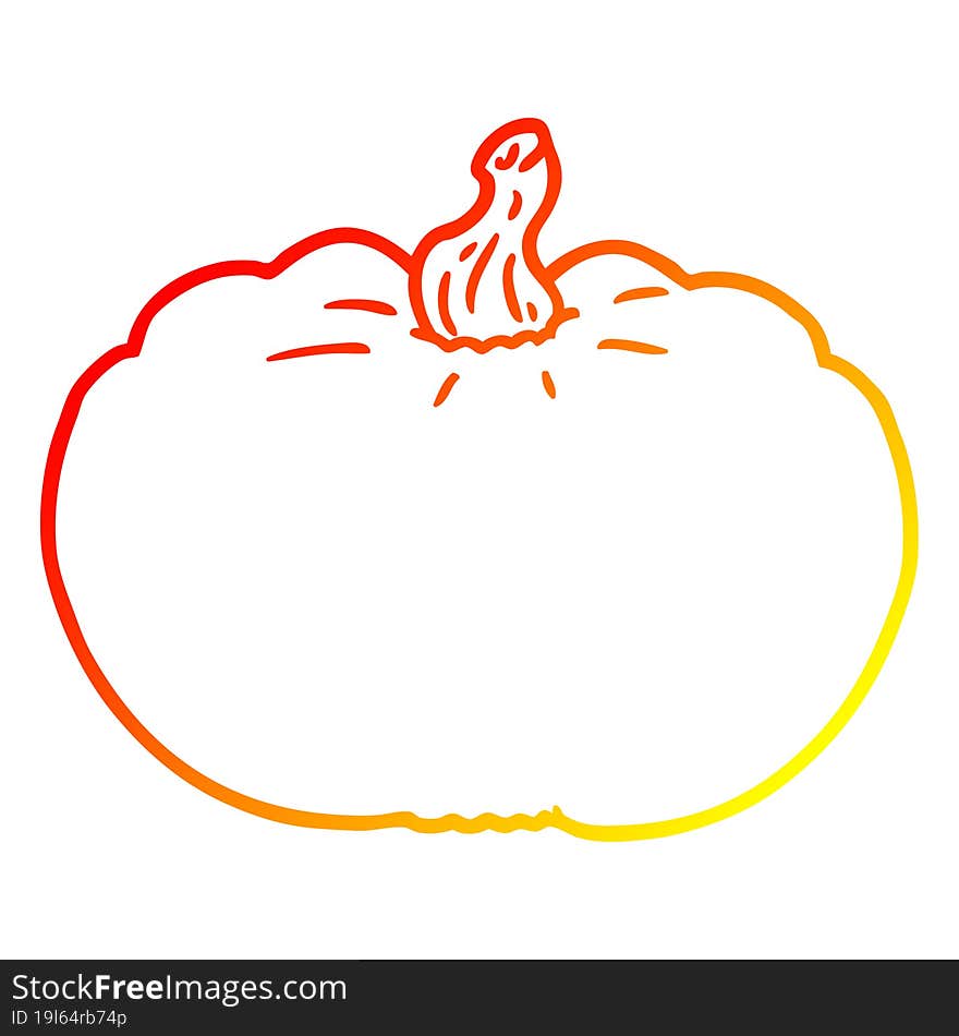 Warm Gradient Line Drawing Cartoon Pumpkin