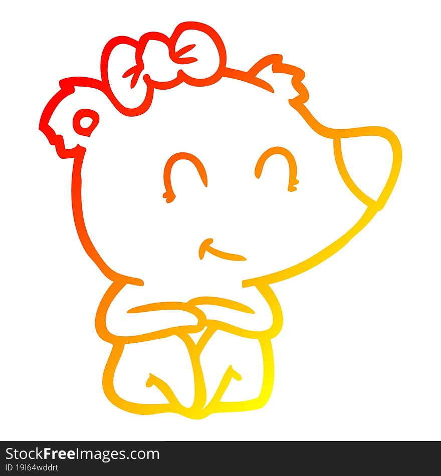 warm gradient line drawing female bear cartoon