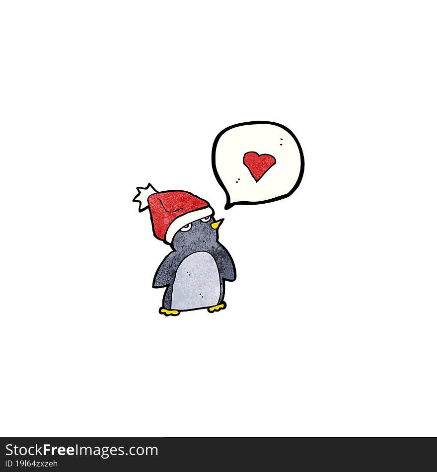 cartoon penguin in christmas hat