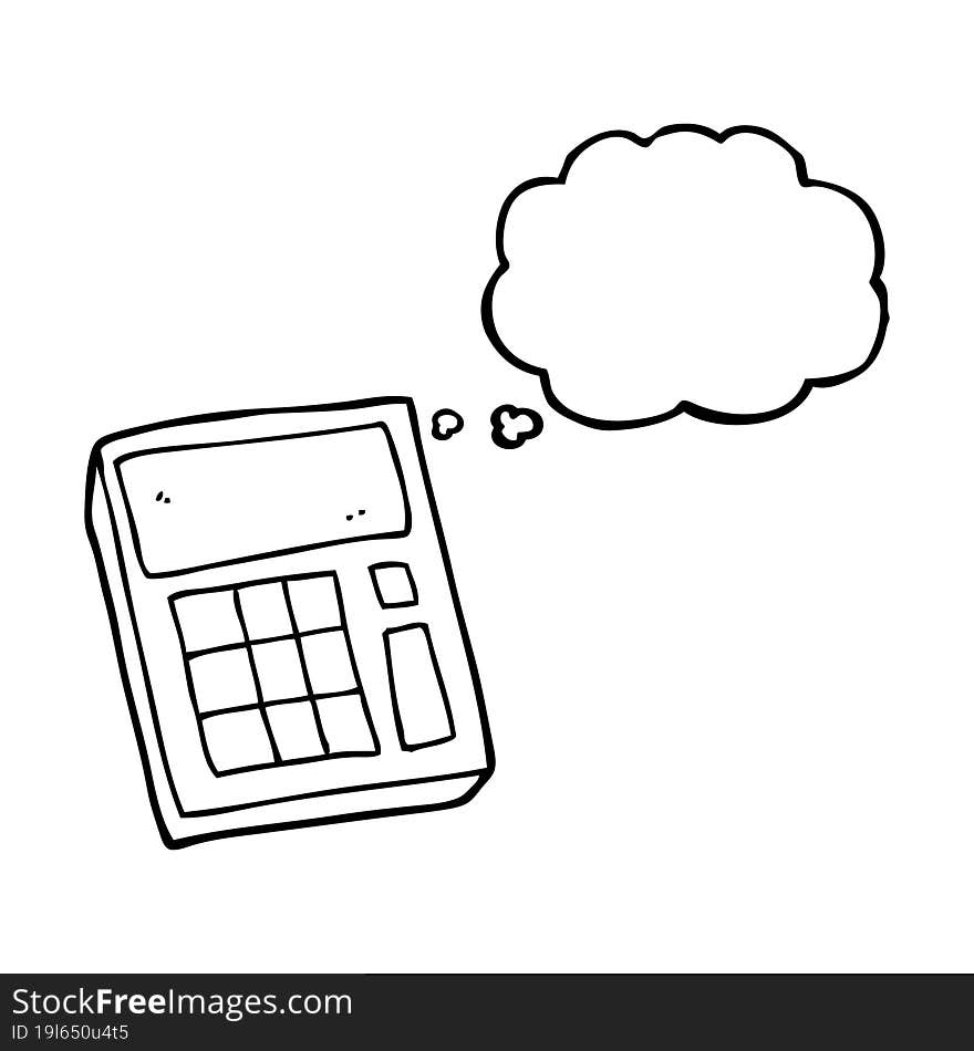 freehand drawn thought bubble cartoon calculator